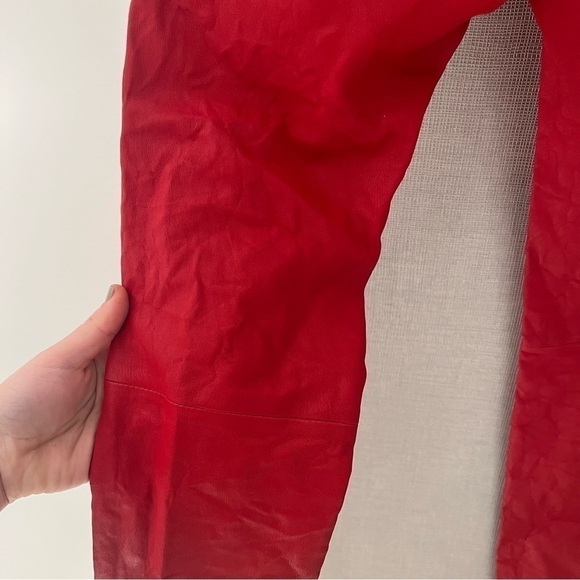 Zadig and Voltaire Phlame Pants Crinkled Leather in Red- Size 36; Like New - Picture 7 of 13